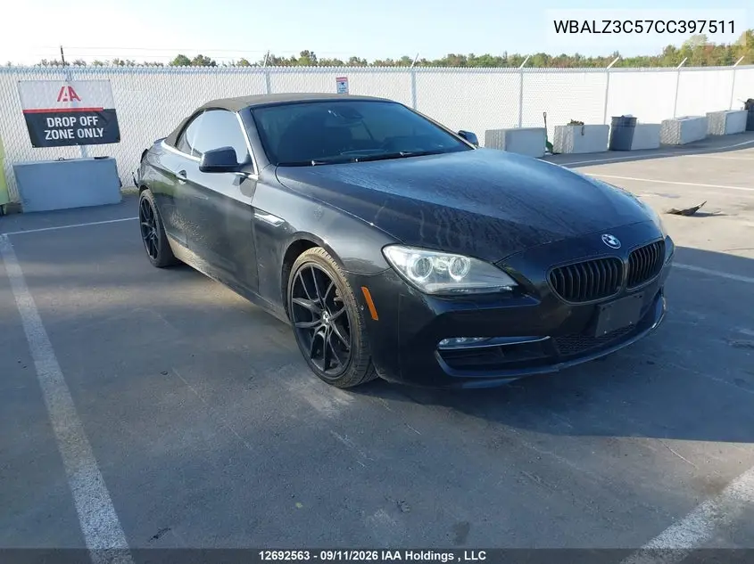 BMW 6ER 2012, VIN WBALZ3C57CC397511