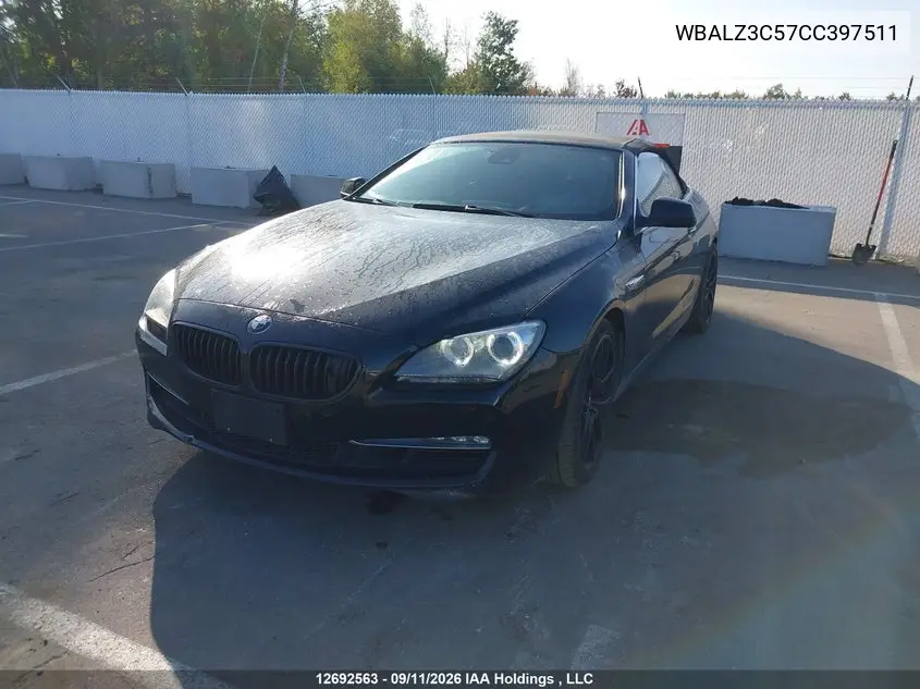2012 BMW 6ER VIN WBALZ3C57CC397511 — фото 2