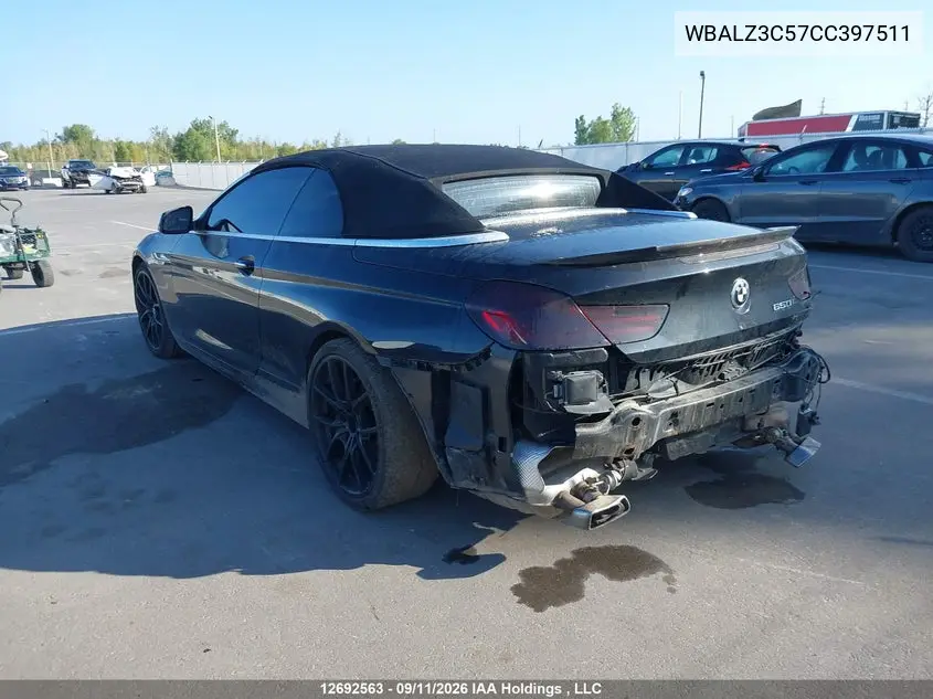2012 BMW 6ER VIN WBALZ3C57CC397511 — фото 3