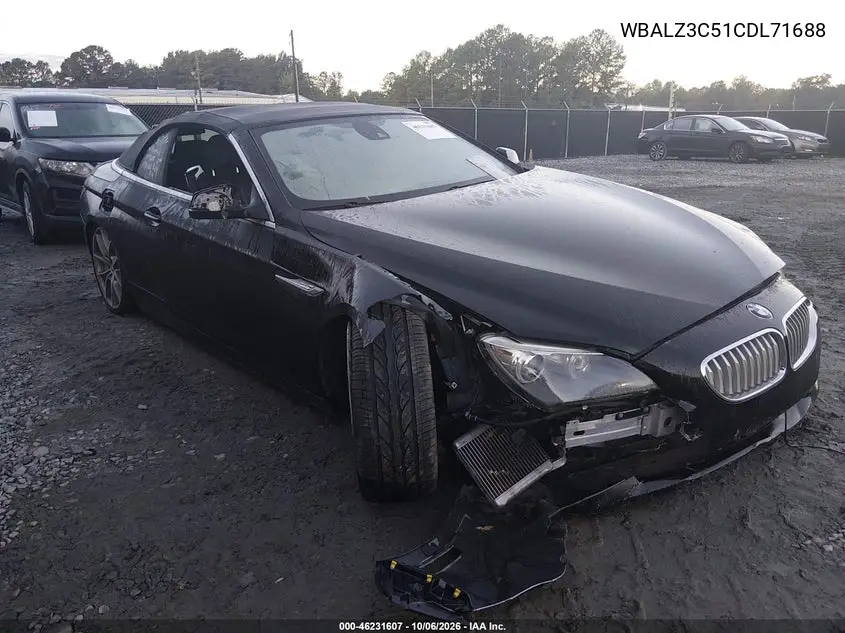 BMW 6ER 2012, VIN WBALZ3C51CDL71688