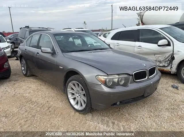 BMW 7ER 2004, VIN WBAGL63584DP72449