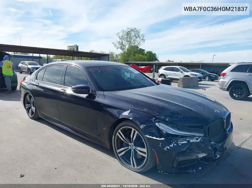 BMW 7ER 2017, VIN WBA7F0C36HGM21837