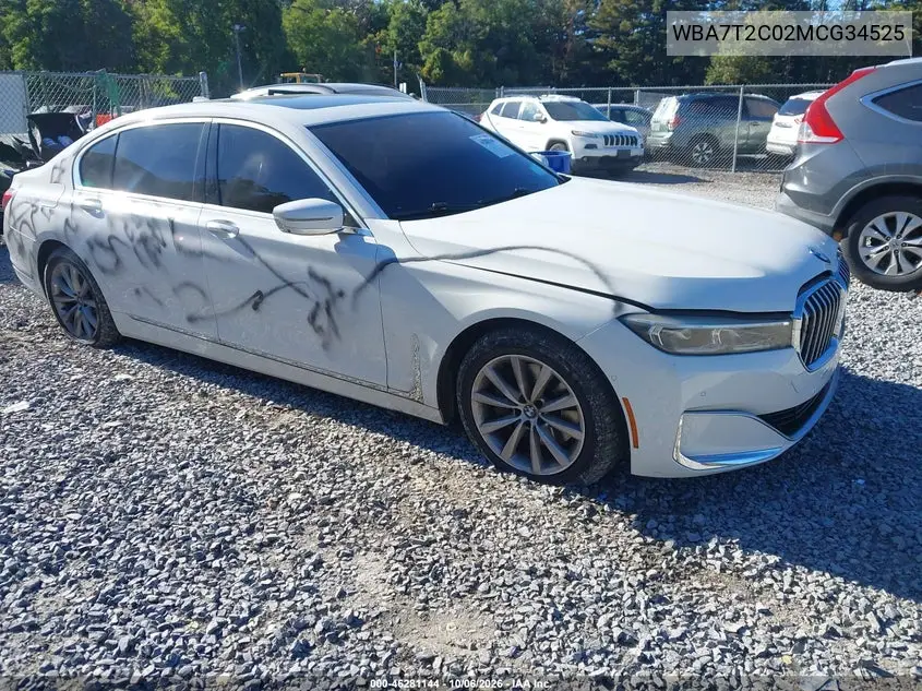 BMW 7ER 2021, VIN WBA7T2C02MCG34525