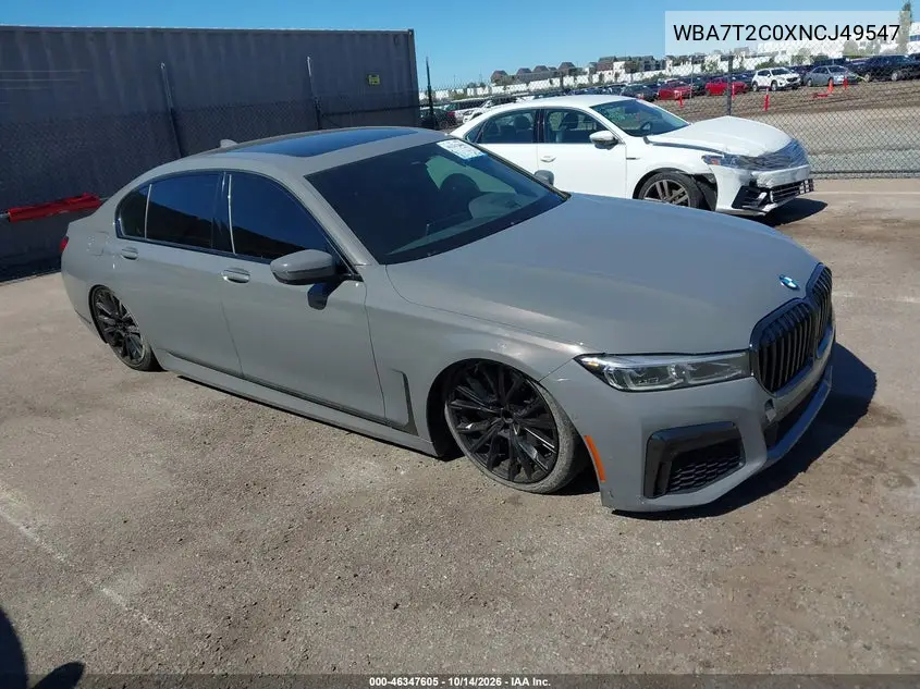 BMW 7ER 2022, VIN WBA7T2C0XNCJ49547