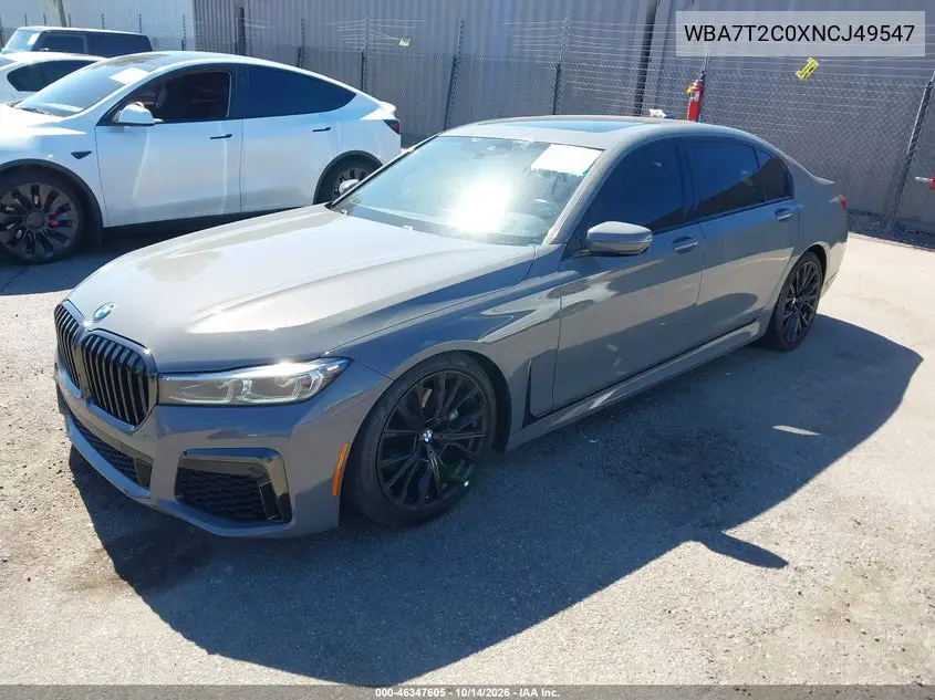 2022 BMW 7ER VIN WBA7T2C0XNCJ49547 — фото 2
