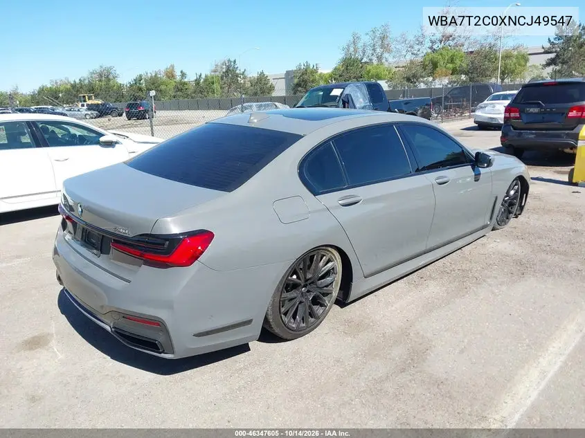 2022 BMW 7ER VIN WBA7T2C0XNCJ49547 — фото 4