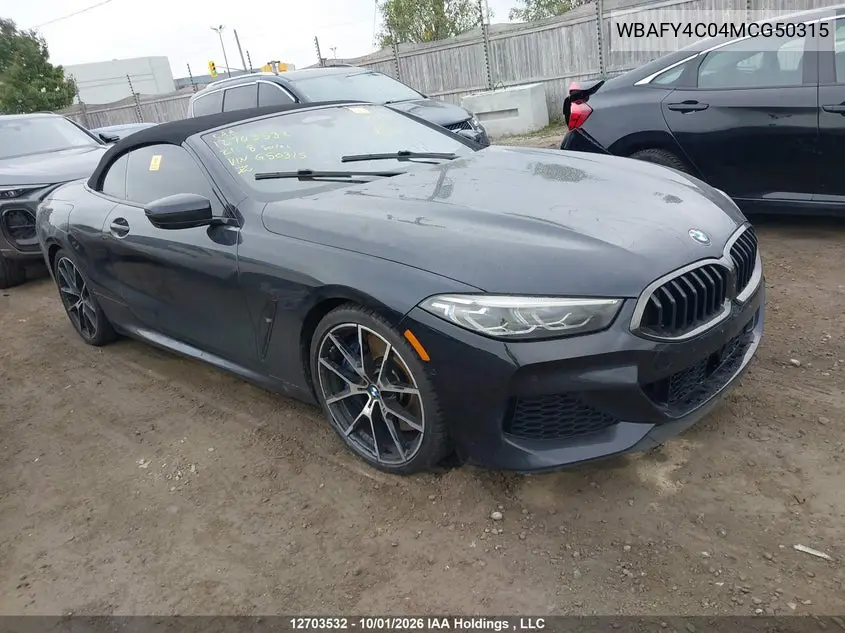 BMW 8ER 2021, VIN WBAFY4C04MCG50315