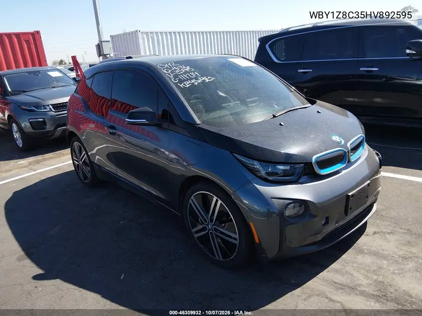 BMW I3 2017, VIN WBY1Z8C35HV892595