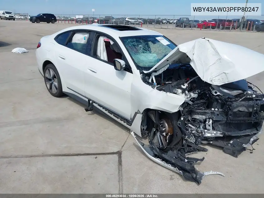 BMW I4 2023, VIN WBY43AW03PFP80247
