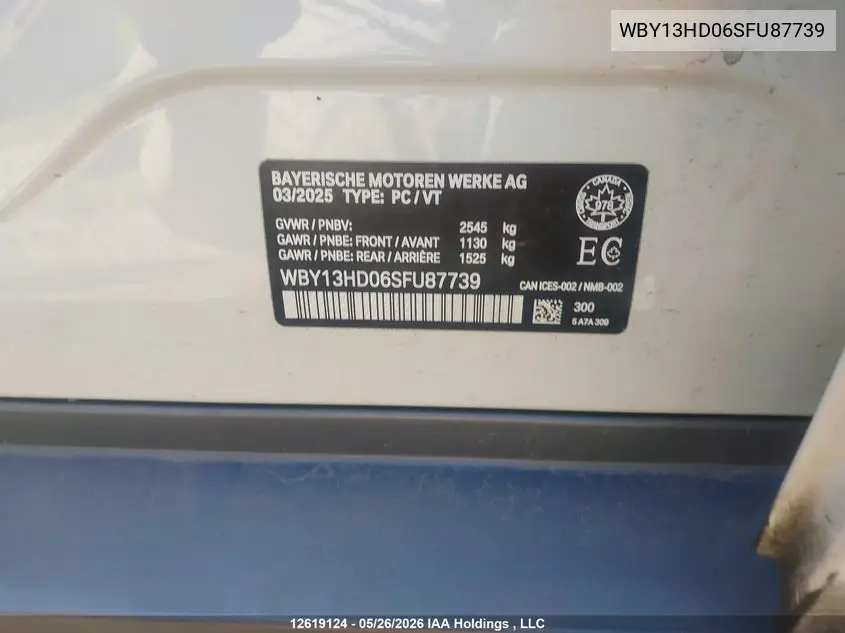 2025 BMW I4 VIN WBY13HD06SFU87739 — фото 9