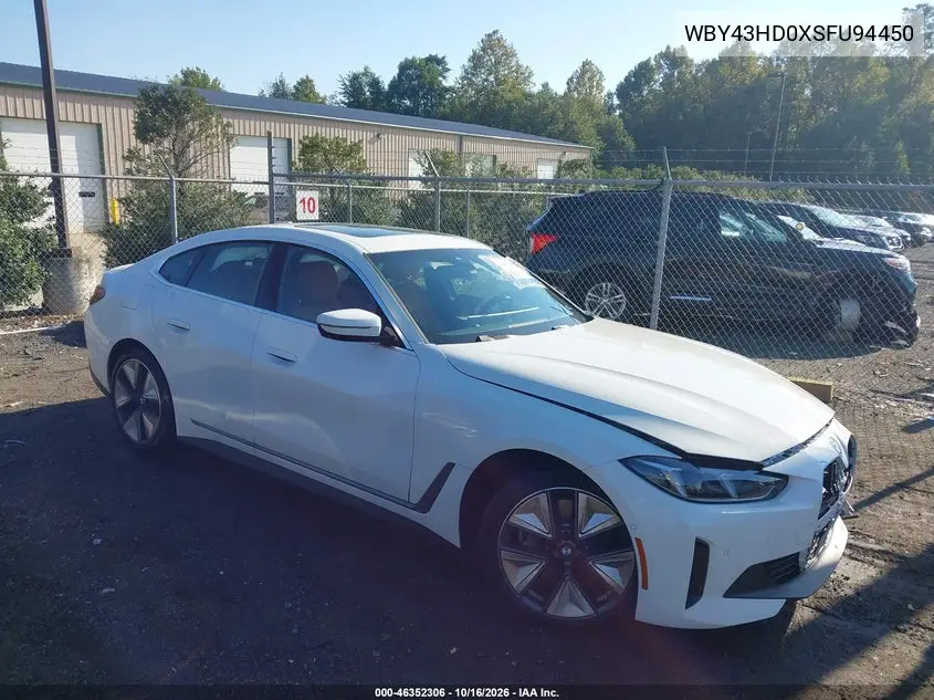 BMW I4 2025, VIN WBY43HD0XSFU94450