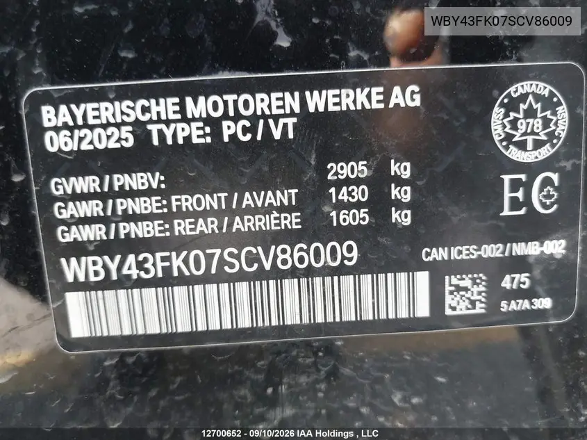 2025 BMW I5 VIN WBY43FK07SCV86009 — фото 19