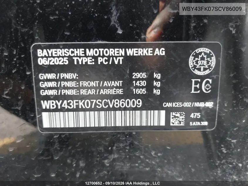 2025 BMW I5 VIN WBY43FK07SCV86009 — фото 9