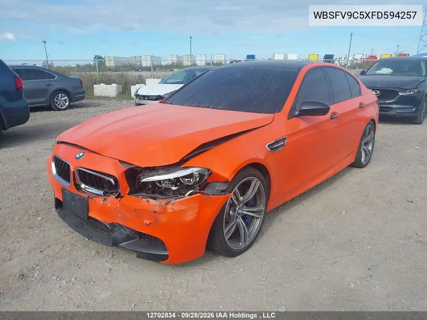 2015 BMW M5 VIN WBSFV9C5XFD594257 — фото 2