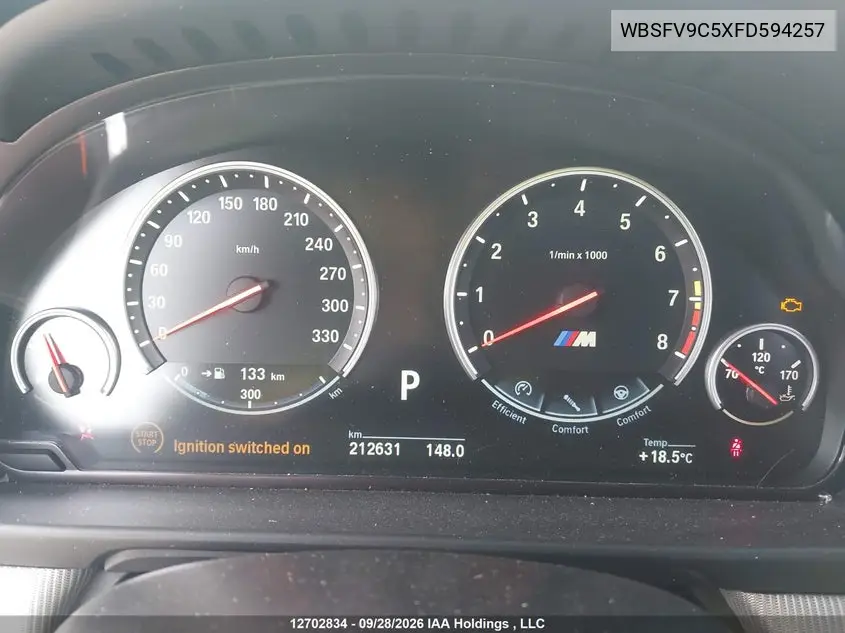 2015 BMW M5 VIN WBSFV9C5XFD594257 — фото 7