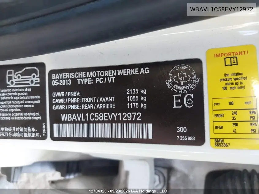 2014 BMW X1 VIN WBAVL1C58EVY12972 — фото 19