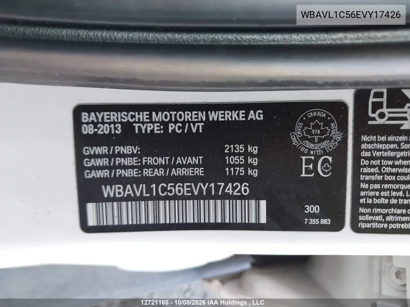 2014 BMW X1 VIN WBAVL1C56EVY17426 — фото 9