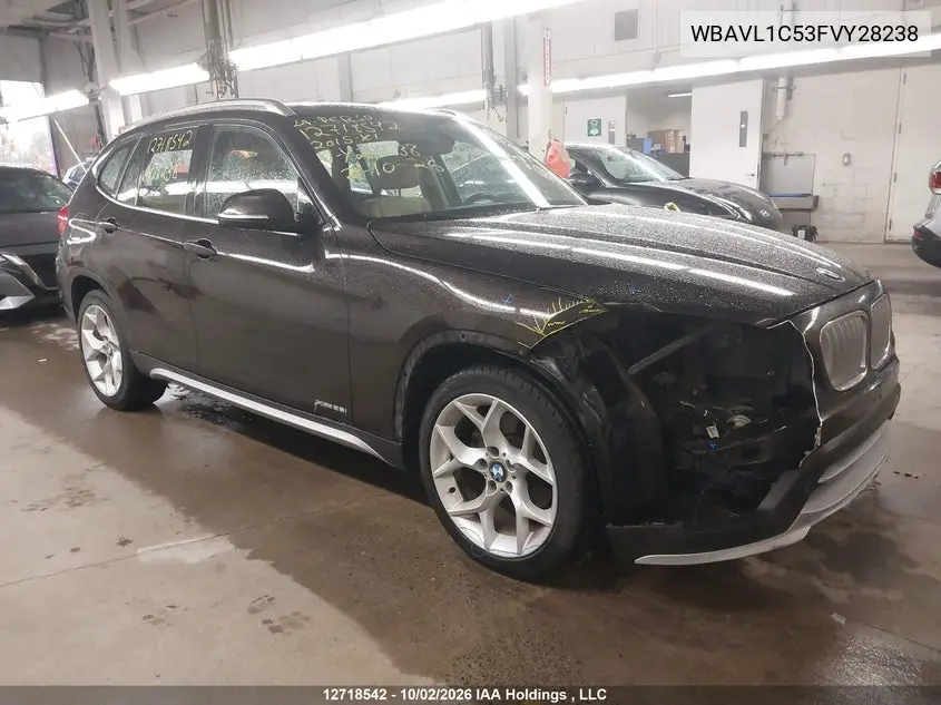 BMW X1 2015, VIN WBAVL1C53FVY28238