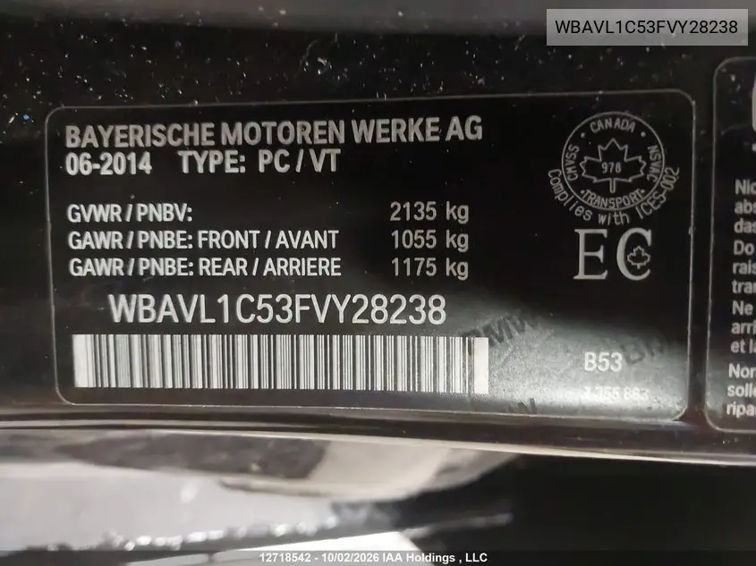 2015 BMW X1 VIN WBAVL1C53FVY28238 — фото 19