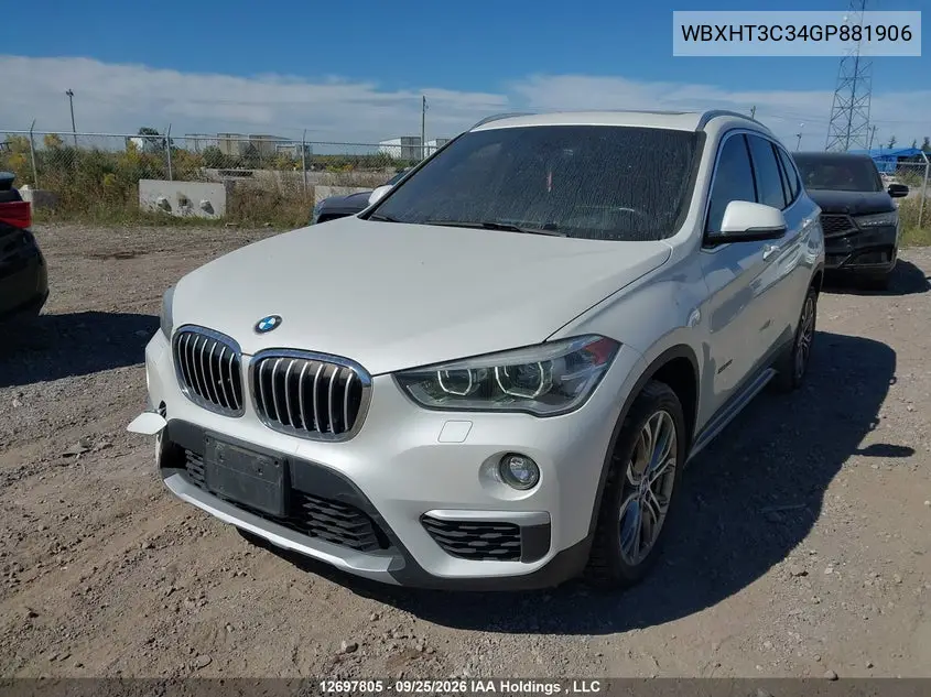 2016 BMW X1 VIN WBXHT3C34GP881906 — фото 2