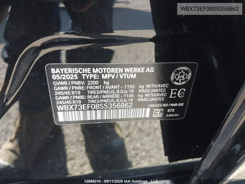 2025 BMW X1 VIN WBX73EF08S5356862 — фото 18