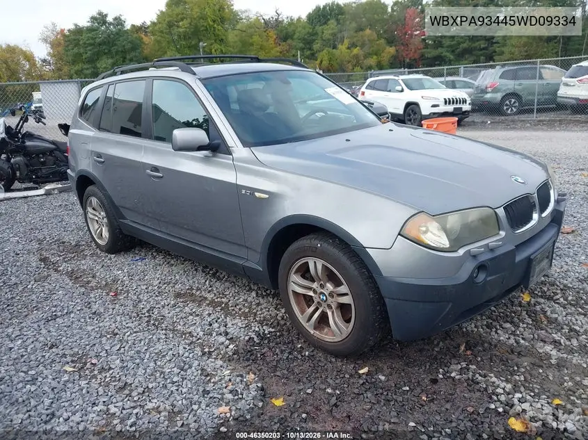 BMW X3 2005, VIN WBXPA93445WD09334