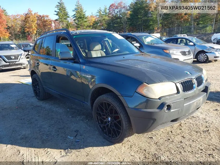 BMW X3 2005, VIN WBXPA93405WD21562