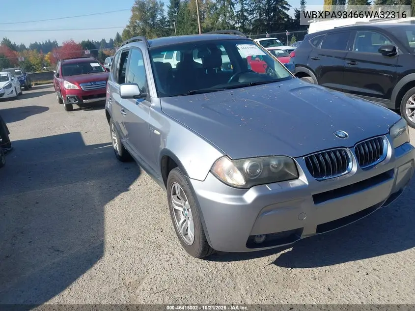 BMW X3 2006, VIN WBXPA93466WA32316