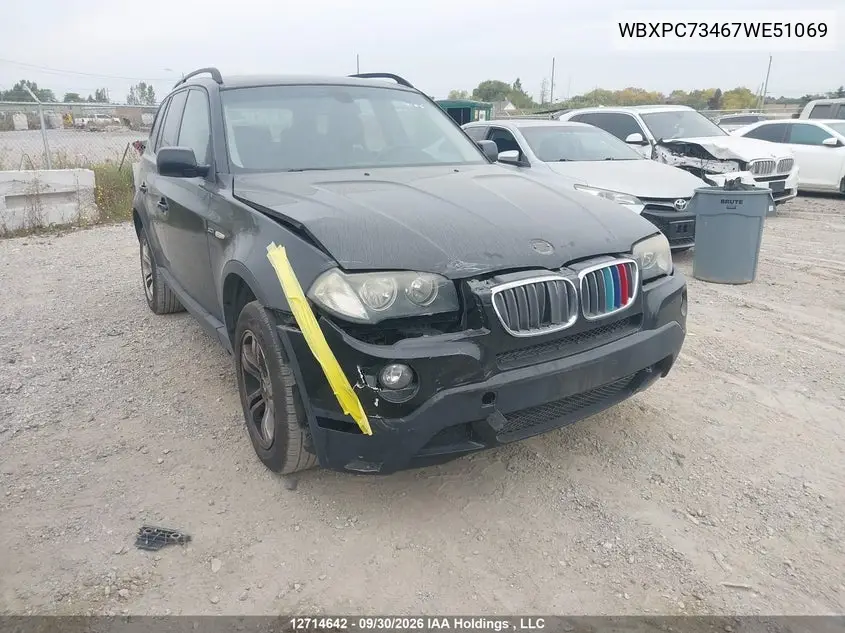 BMW X3 2007, VIN WBXPC73467WE51069