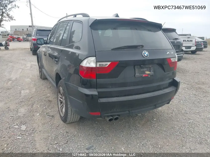 2007 BMW X3 VIN WBXPC73467WE51069 — фото 3