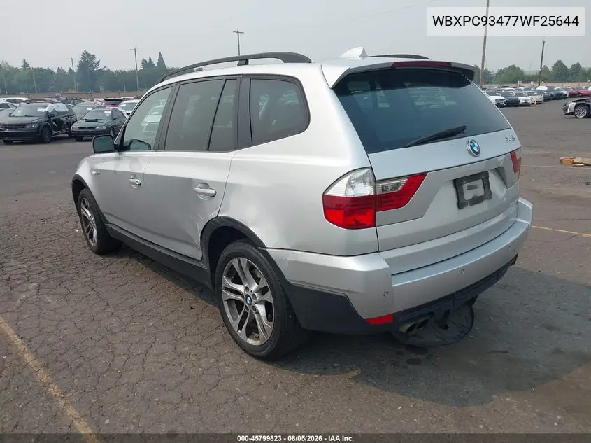 2007 BMW X3 VIN WBXPC93477WF25644 — фото 3
