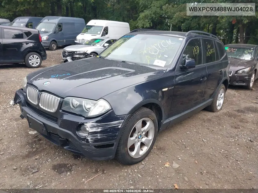 2008 BMW X3 VIN WBXPC93488WJ04028 — фото 2