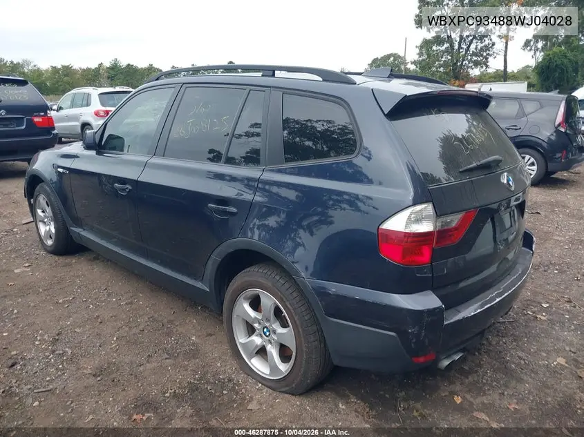 2008 BMW X3 VIN WBXPC93488WJ04028 — фото 3