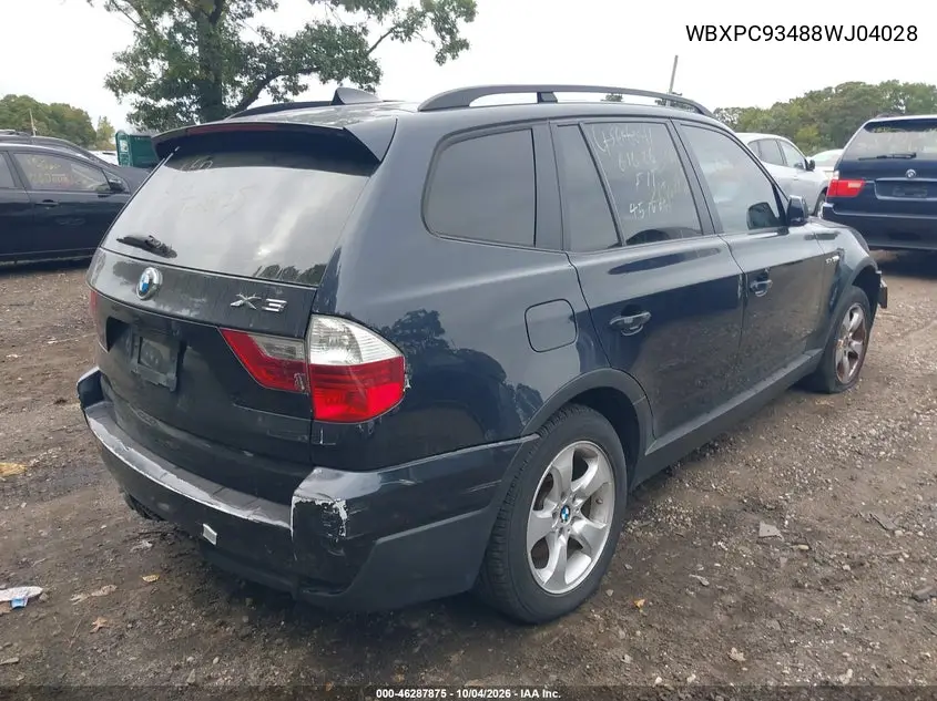 2008 BMW X3 VIN WBXPC93488WJ04028 — фото 4