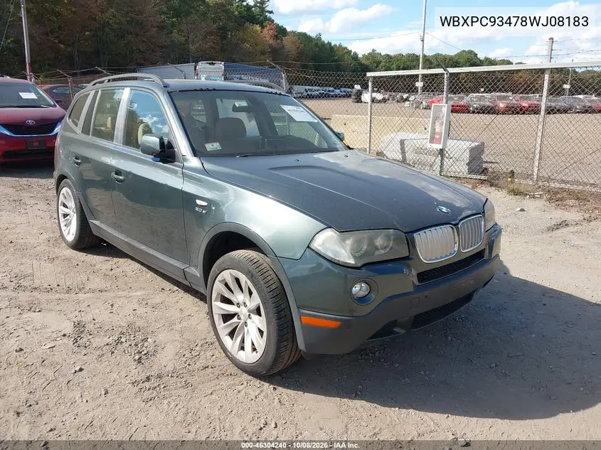 BMW X3 2008, VIN WBXPC93478WJ08183