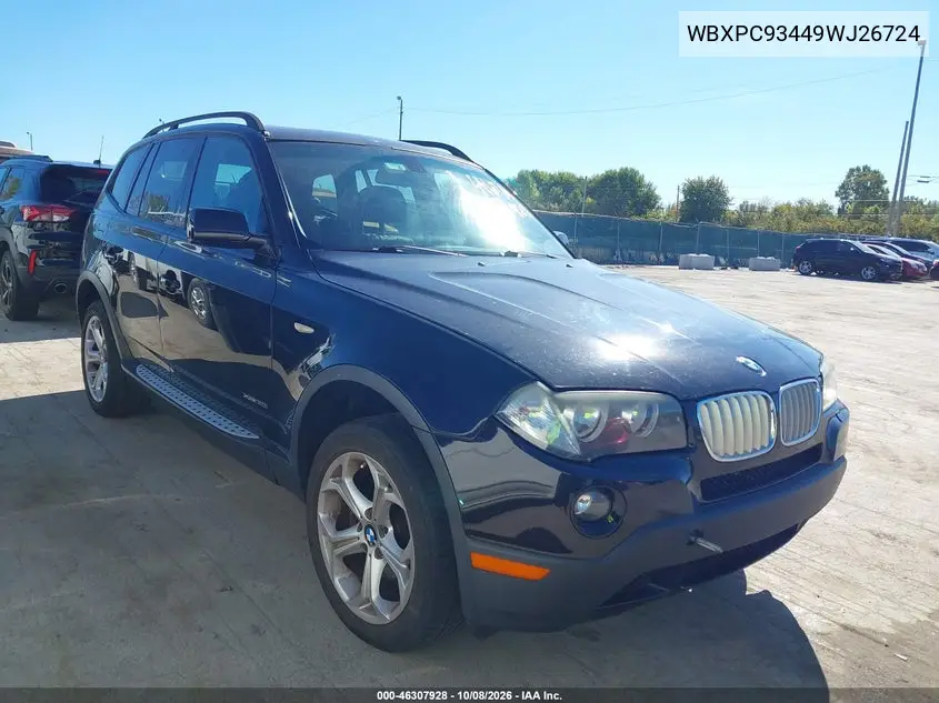 BMW X3 2009, VIN WBXPC93449WJ26724