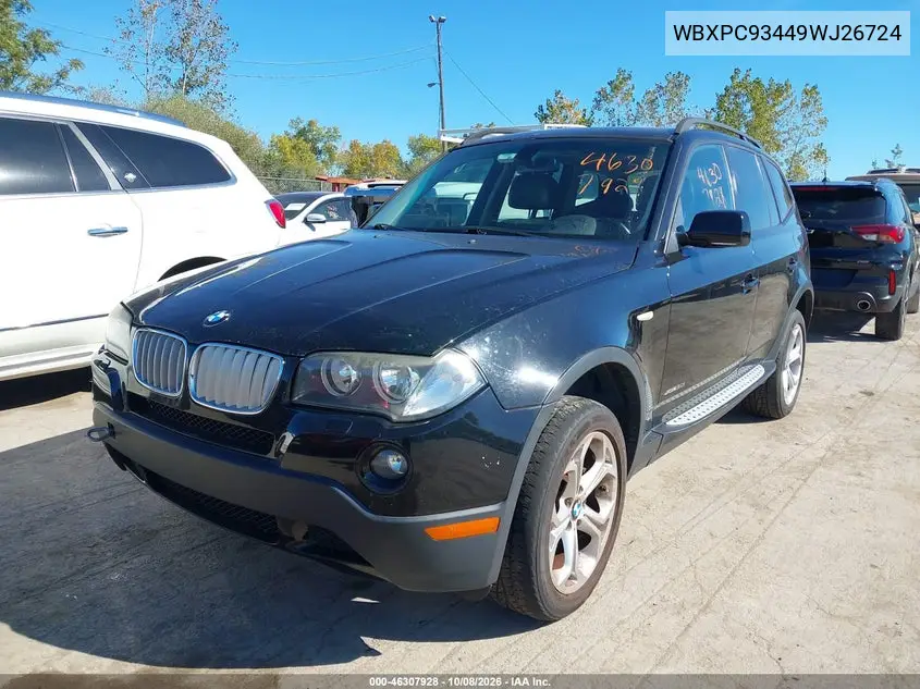 2009 BMW X3 VIN WBXPC93449WJ26724 — фото 2