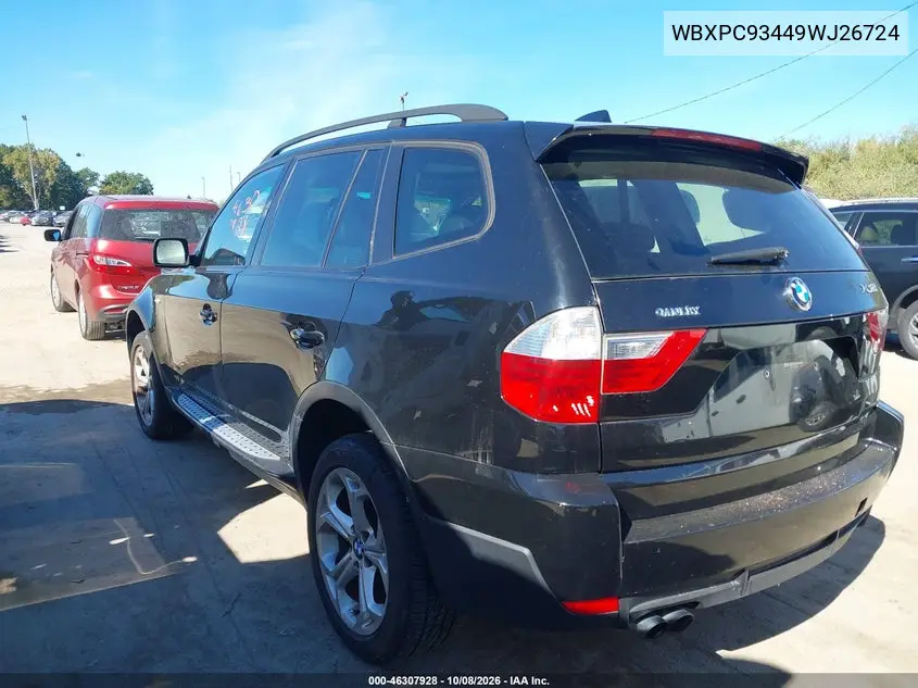 2009 BMW X3 VIN WBXPC93449WJ26724 — фото 3