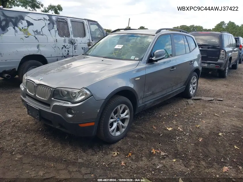 2010 BMW X3 VIN WBXPC9C44AWJ37422 — фото 2