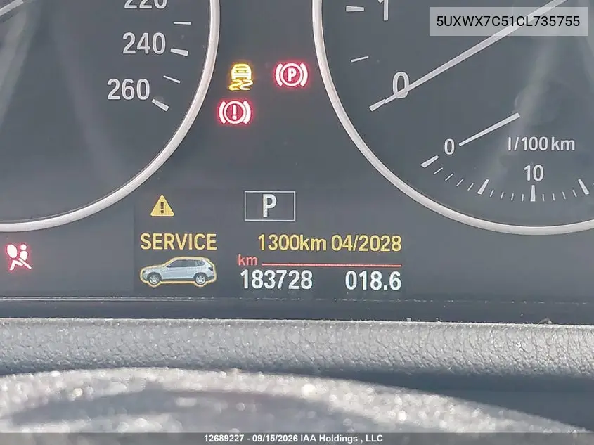 2012 BMW X3 VIN 5UXWX7C51CL735755 — фото 15