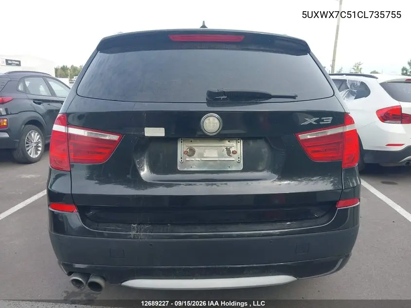 2012 BMW X3 VIN 5UXWX7C51CL735755 — фото 16