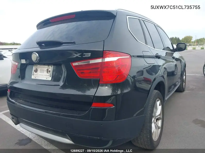 2012 BMW X3 VIN 5UXWX7C51CL735755 — фото 4