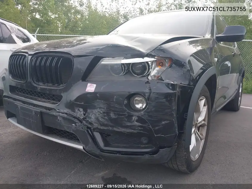 2012 BMW X3 VIN 5UXWX7C51CL735755 — фото 6