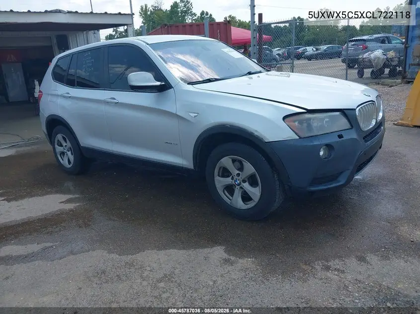 BMW X3 2012, VIN 5UXWX5C5XCL722118