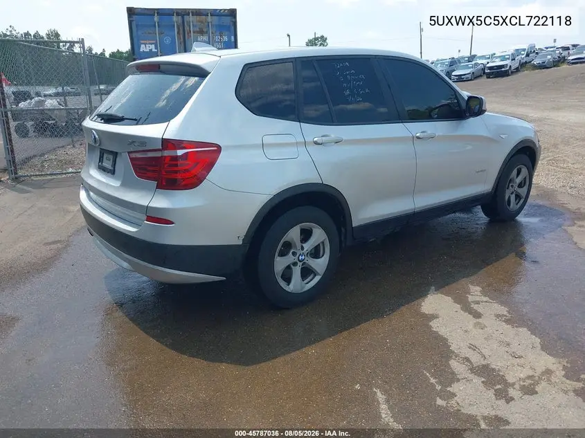 2012 BMW X3 VIN 5UXWX5C5XCL722118 — фото 4