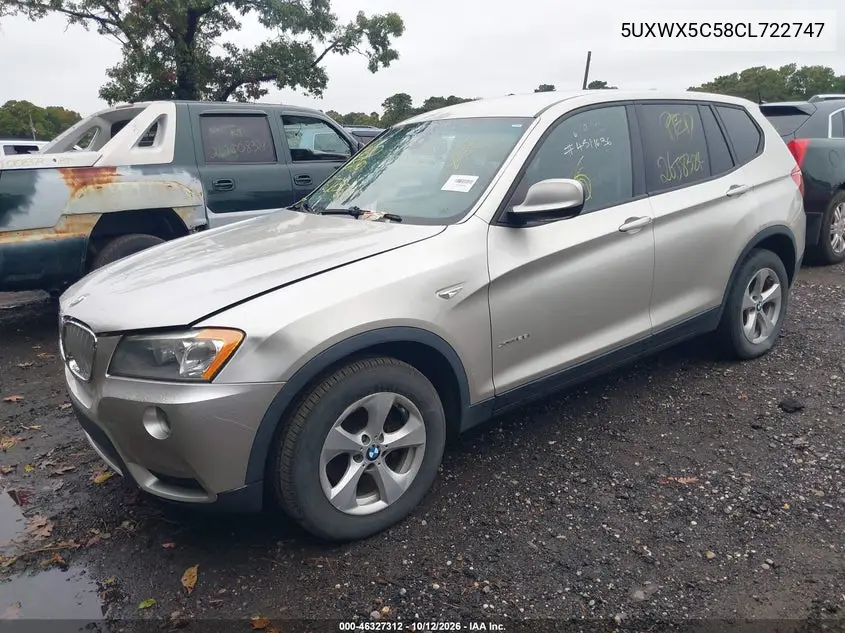 2012 BMW X3 VIN 5UXWX5C58CL722747 — фото 2