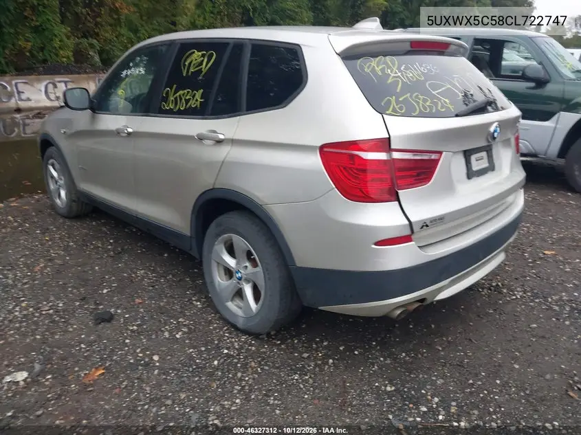 2012 BMW X3 VIN 5UXWX5C58CL722747 — фото 3
