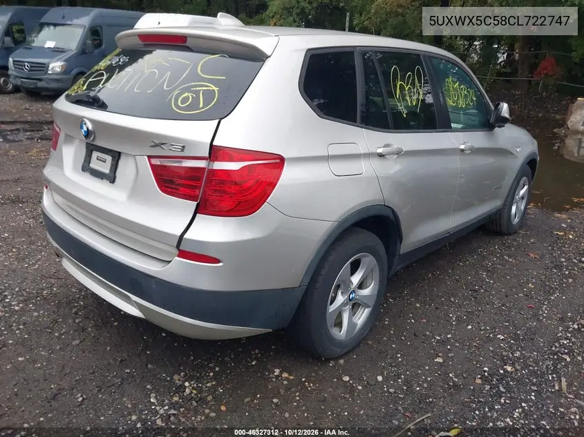 2012 BMW X3 VIN 5UXWX5C58CL722747 — фото 4