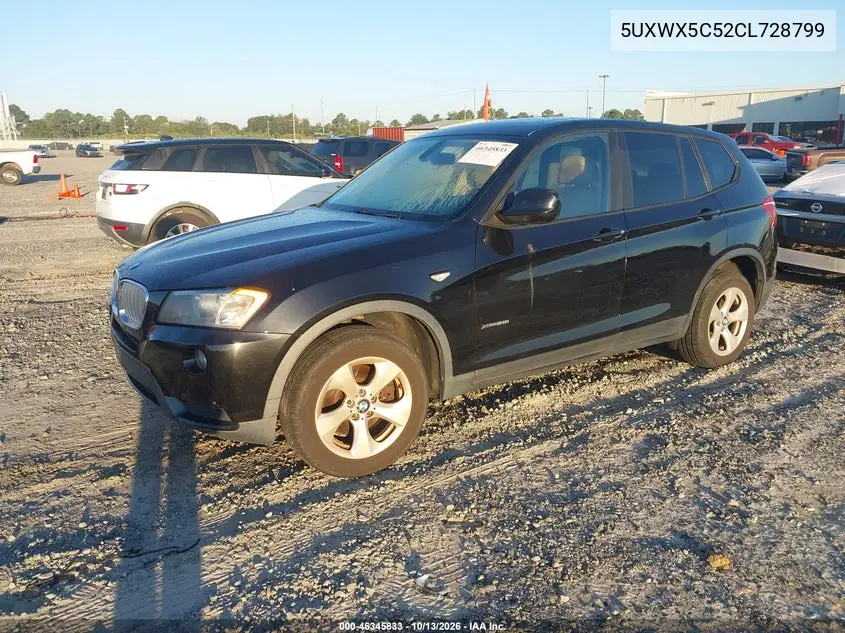 2012 BMW X3 VIN 5UXWX5C52CL728799 — фото 2