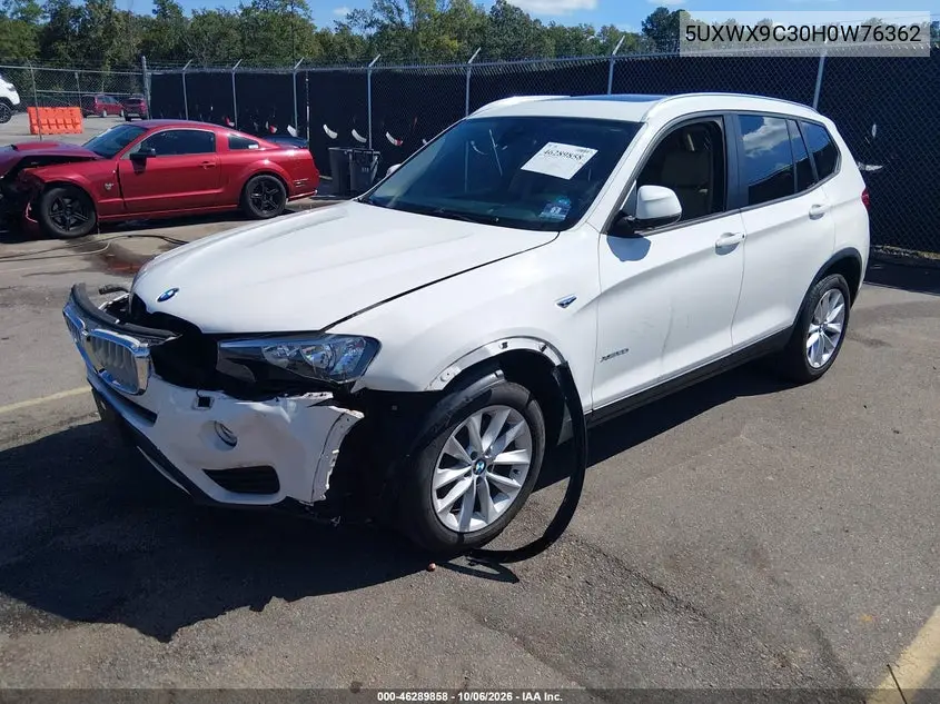 2017 BMW X3 VIN 5UXWX9C30H0W76362 — фото 2